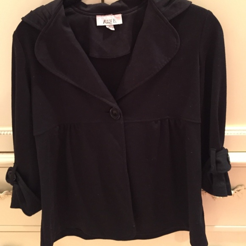 Knit black pea coat jacket